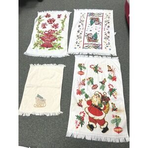 Lot Of 3 Vintage Cannon Kitchen Dish Hand Towel Christmas Made in USA Santa Bell